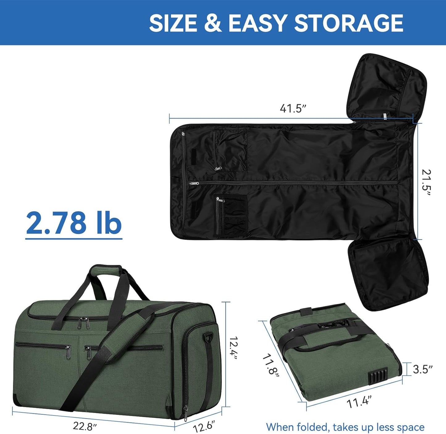 Bukere Garment Bags for Travel, Large Convertible Garment Duffel Bag for Men Women, Shoe Compartment, 2 in 1 Hanging Dress Suitcase Suit Travel Bags