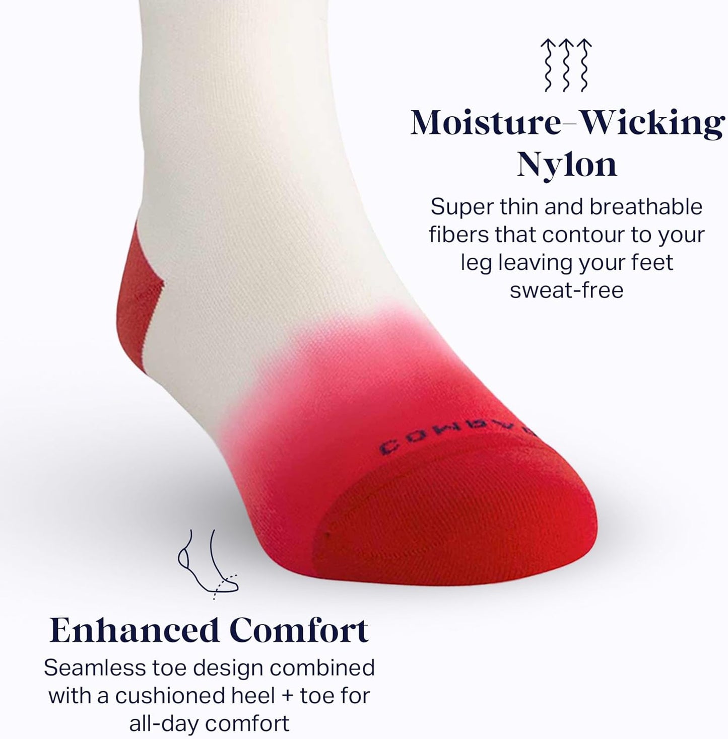 Comrad Nylon Knee High Socks - 15-20mmHg Graduated Compression Socks - Soft & Breathable Support Unisex Socks