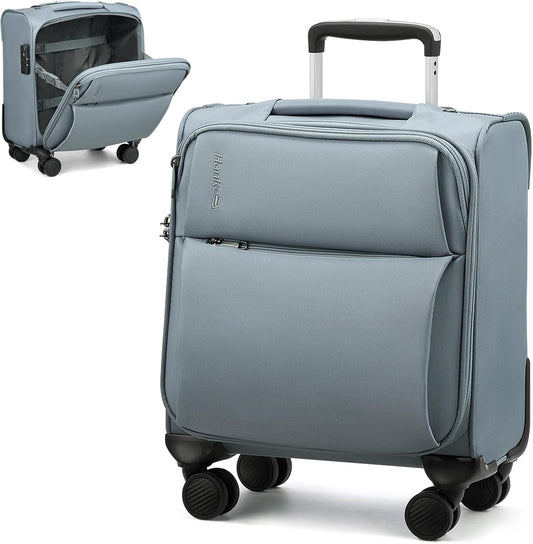 Hanke 16 Inch Underseat Carry On Luggage with Spinner Wheels for Airline, Small Softside TSA Approved Luggage Lightweight Rolling Suitcases Under Seat Travel Carry-On Bag(Grey)