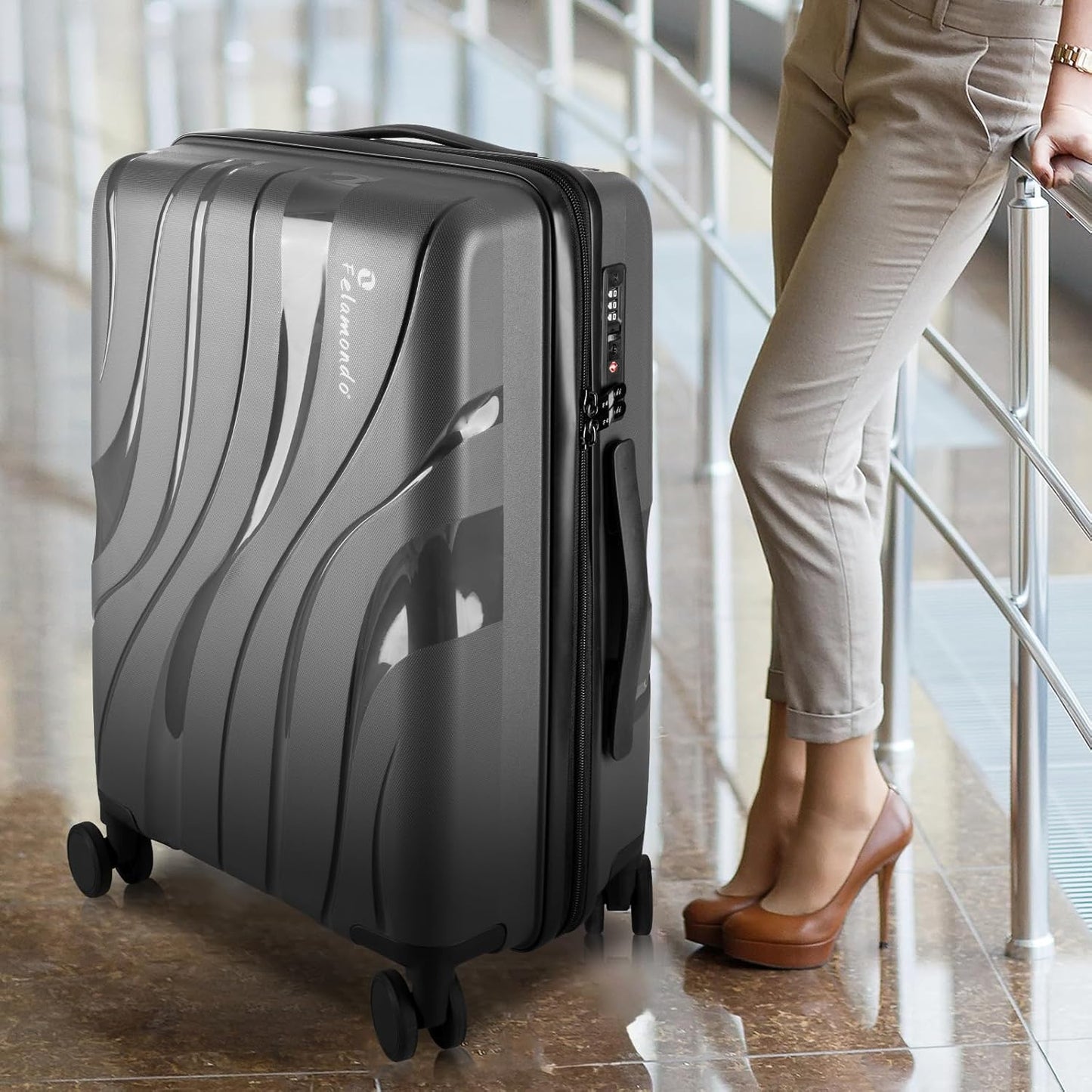 28-Inch Extra Large Lightweight Hardshell Check-In Luggage – TSA Lock, 360° Silent Spinner Wheels, Explosion-Proof Zipper – Durable Suitcase for Long Trips & Vacations (Grey)