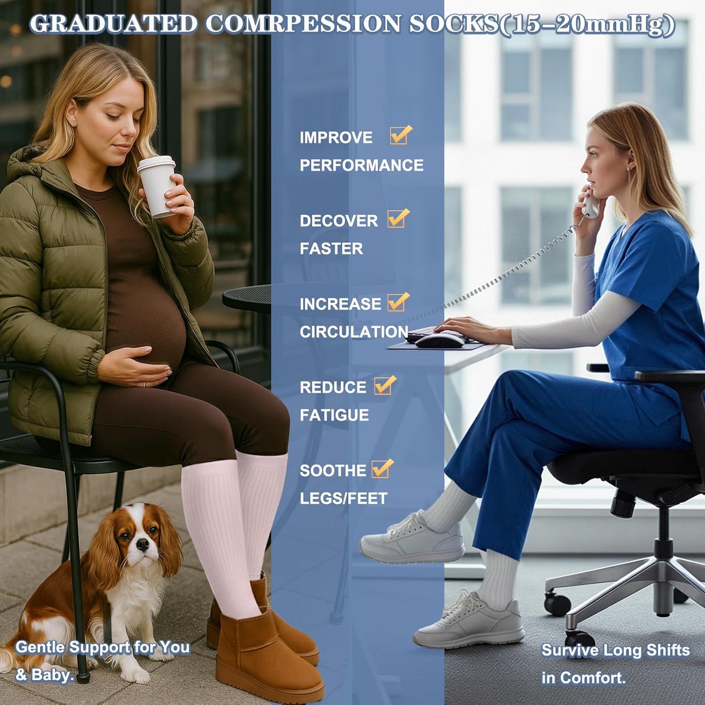 Compression Socks for Women and Men Circulation (3 Pairs) is Best Support for Running Athletic Cycling Hiking