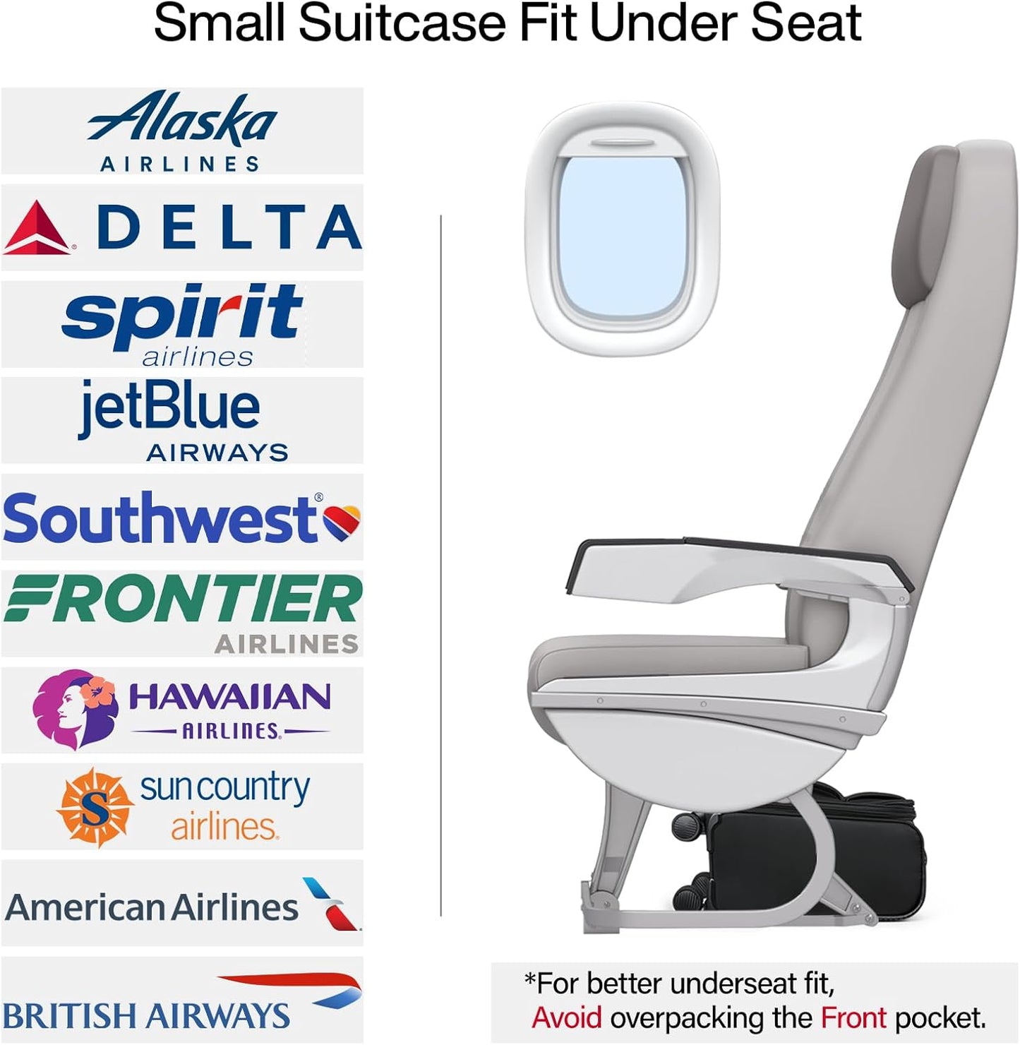 Hanke Underseat Carry On Luggage with Wheels, Spinner Small Suitcase, 16-Inch Rolling Under Seat Luggage, Softside Lightweight Carry On Bag for Airplane TSA Travel Personal Item, Black