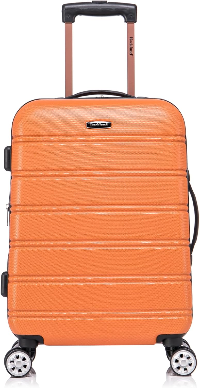 Rockland Melbourne Hardside Expandable Spinner Wheel Luggage Set, Orange, Carry-On 20-Inch and Tote 14-Inch