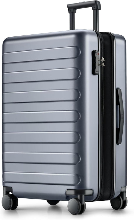 NINETYGO Large Checked Luggage 28 Inch, Checking In Luggage with Smooth Spinner Wheels, Expandable, Hard Shell PC Suitcase, Lightweight Travel Luggage, TSA Approved (Grey, Rhine Max)