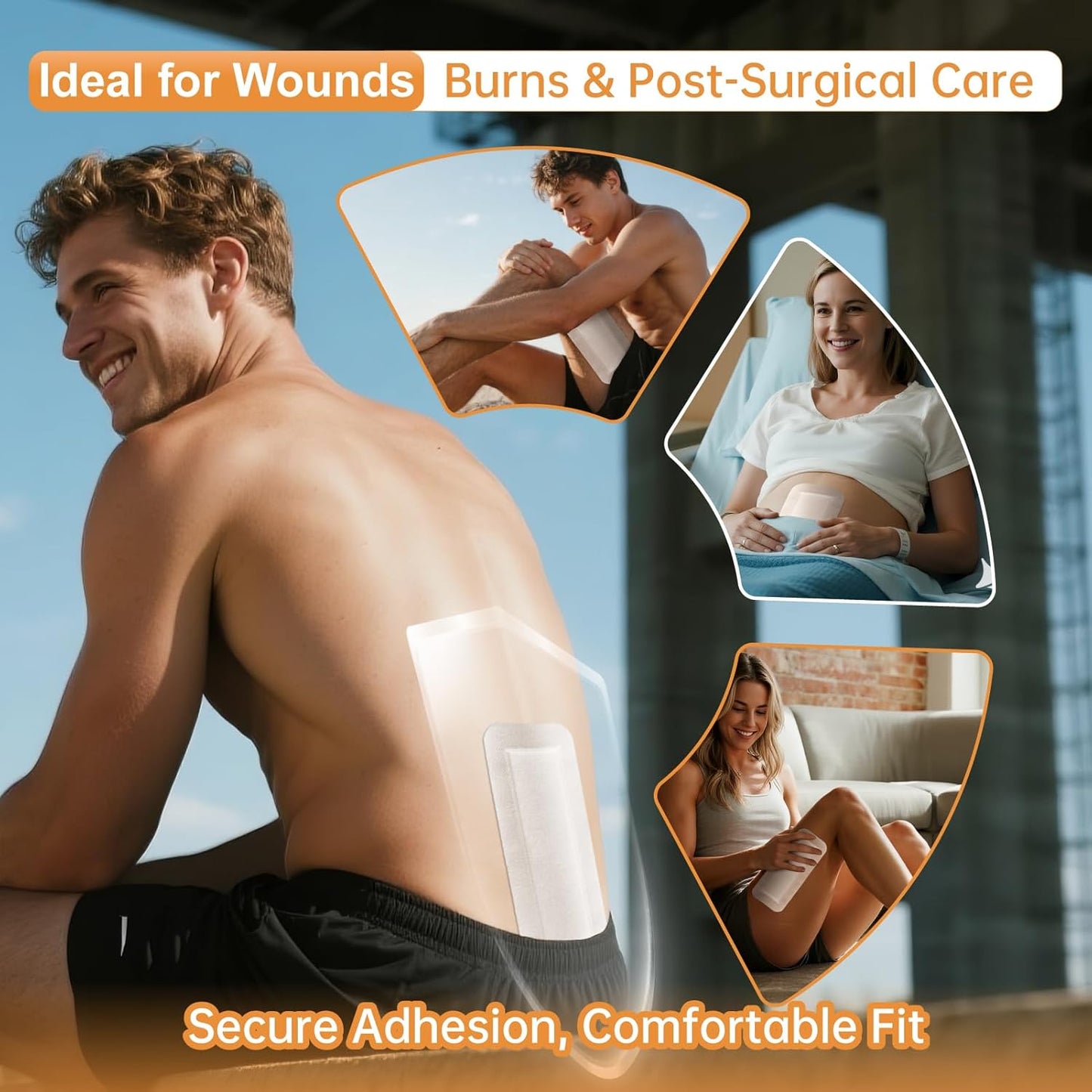 Carbou Island Dressing Bordered Gauze 4"x10" - 25 Sterile Individually Wrapped Pads | Non-Stick Center with Water-Resistant Adhesive Border | Medical Grade Non-Woven Backing for Wound Care & First Aid