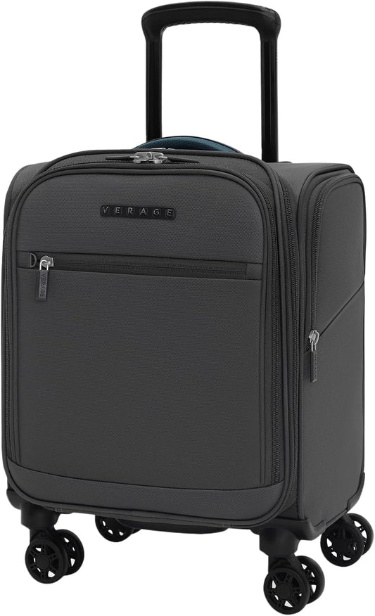 Verage Under Seat Luggage with Wheels, Softside Small Suitcase Spinner Carry On Luggage Bags for Airlines Airplanes Short Trip Men Women (Grey, 14.5-Inch Plus Underseat)