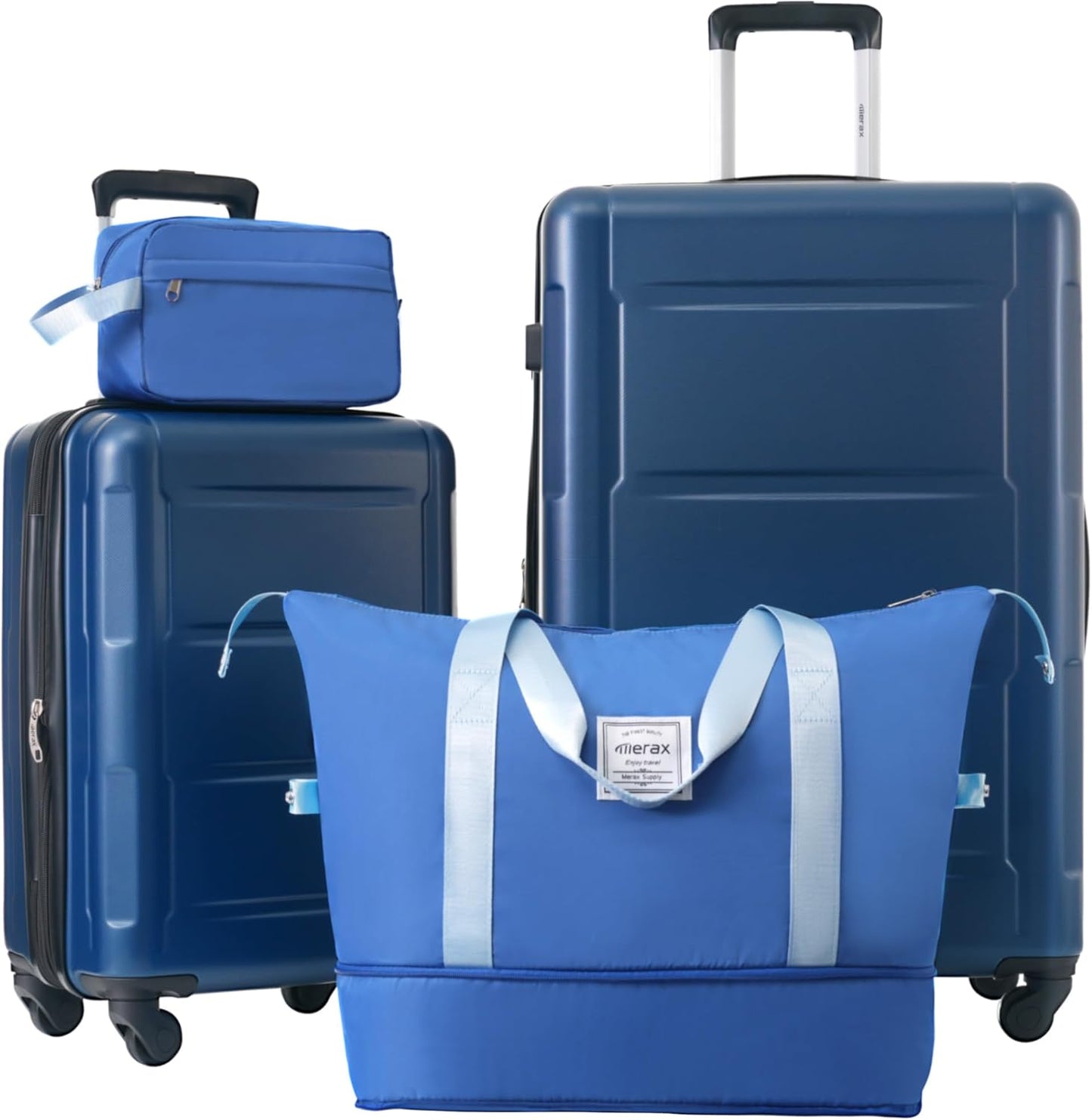 Merax Luggage Set 2 Piece Suitcase Sets with Spinner Wheel,Lightweight Hardside Expandable Travel Laggage with TSA Lock,Suitcase with Travel Bag(20"/28",Blue)