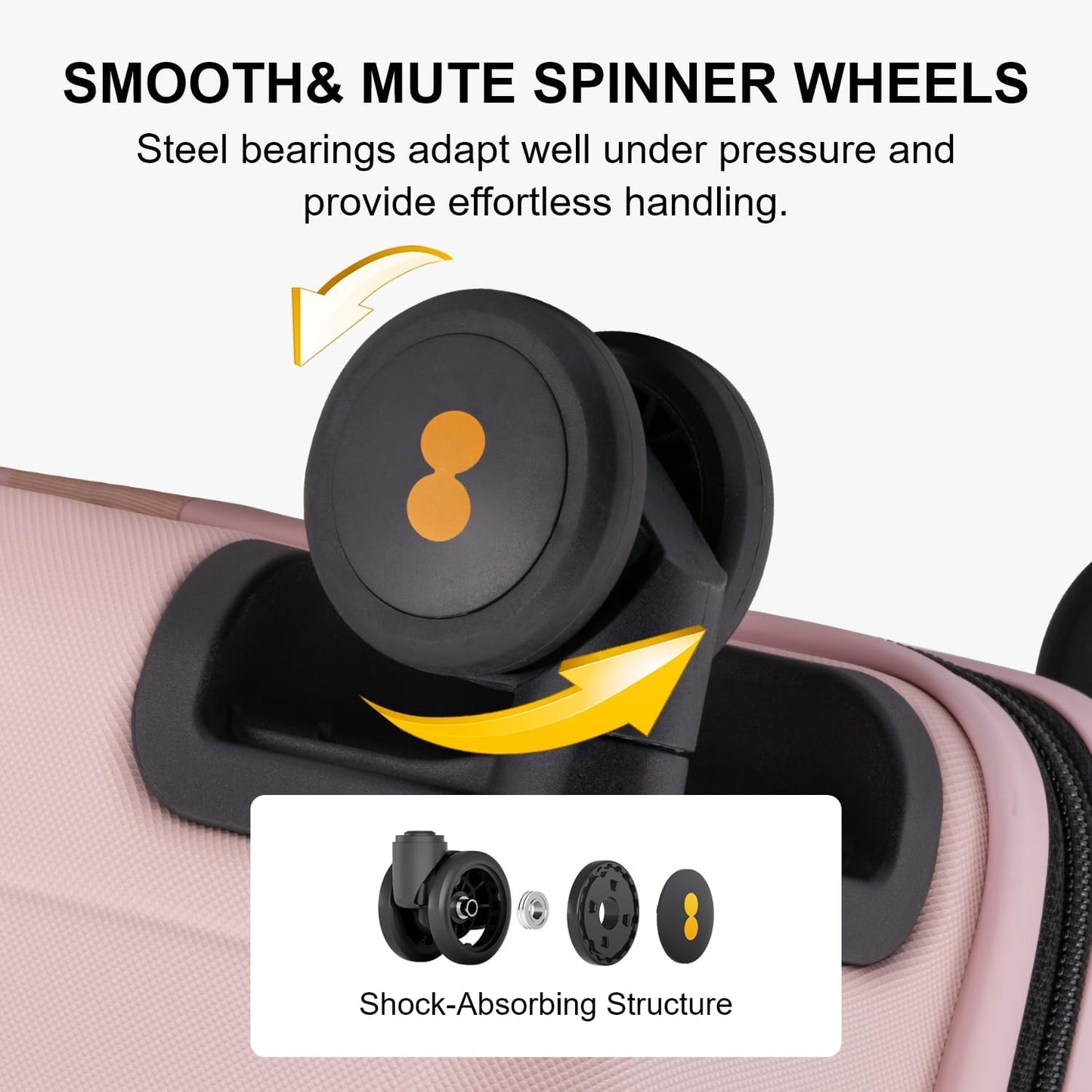 LEVEL8 Pink Suitcase with Spinner Wheels, Carry on Luggage Airline Approved, Suitcase for women Men, Lightweight Luminous Textured, Tsa Lock, 20 Inch