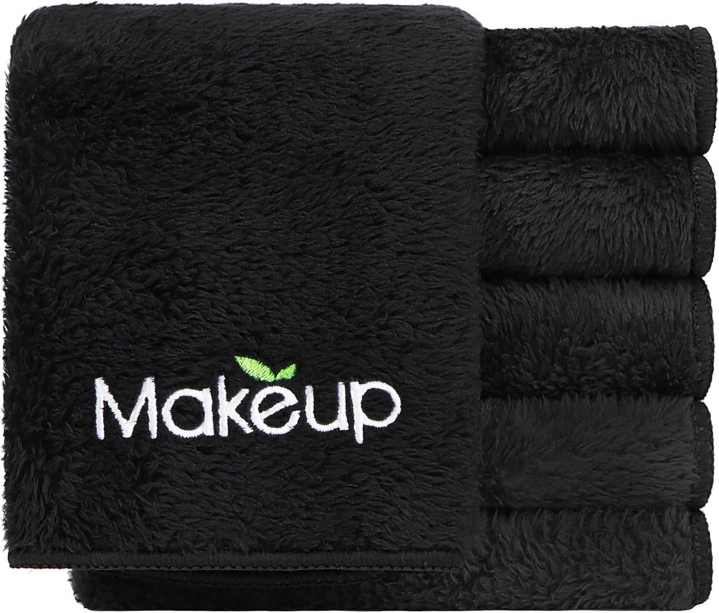 Orighty 6 Pack Premium Makeup Remover Wash Cloths - Super Soft, Quick Dry Microfiber Coral Fleece Face Makeup Towels for Cleansing, 13 x 13 Inch, Black