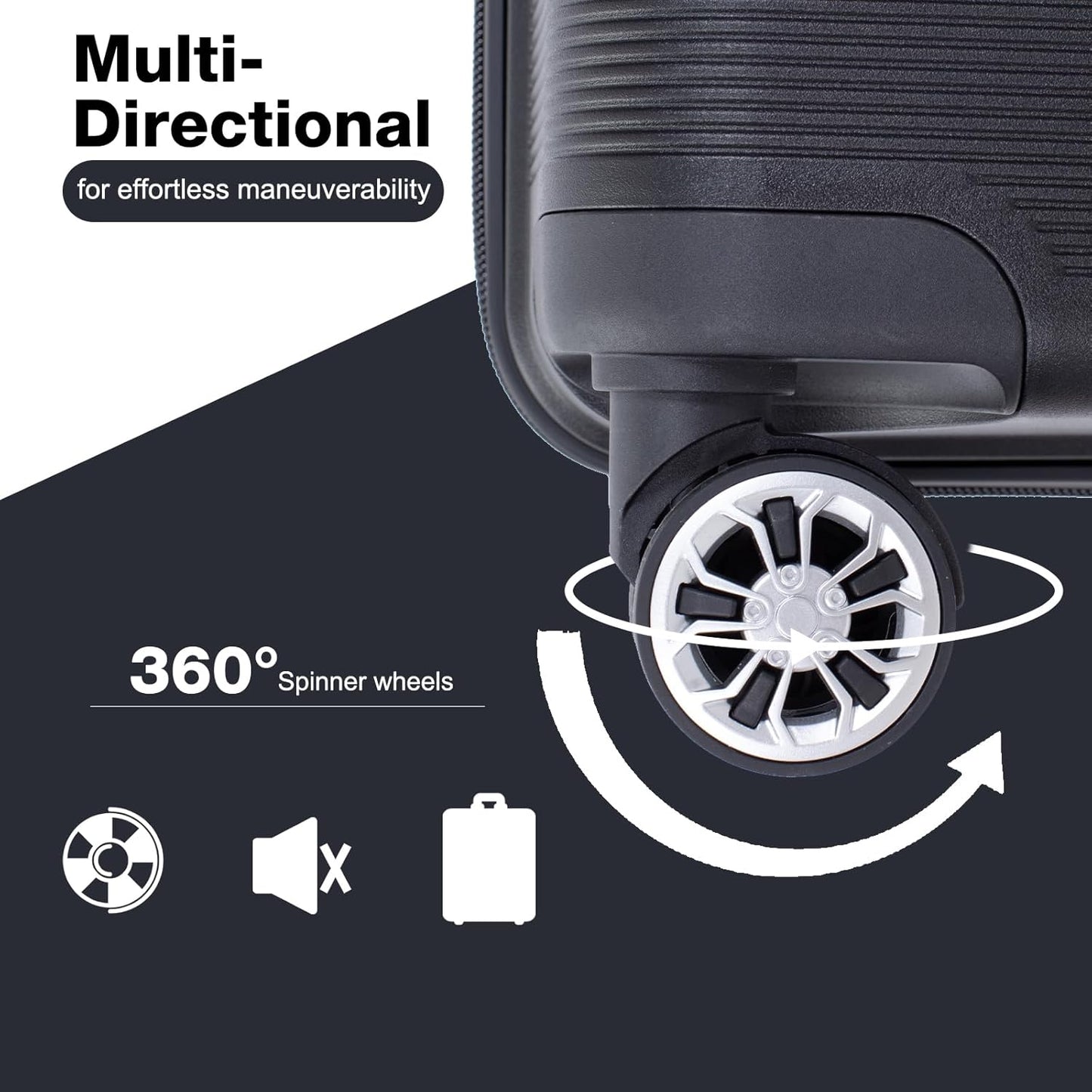 Luggage 3 Piece Sets Suitcase Set with Double Spinner Wheels, Lightweight Carry On Hardside Travel Luggage with TSA Lock, (20/24/28) (Black)