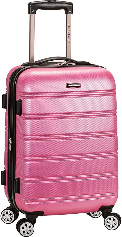 Rockland Melbourne Lightweight Expandable Hardside Spinner Wheel Luggage in Pink