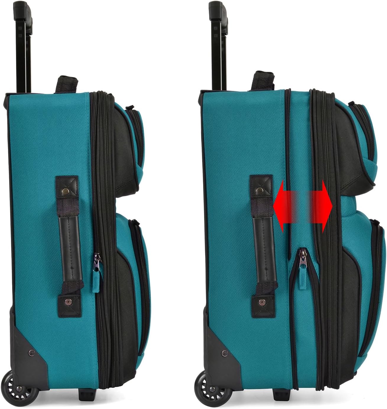 U.S. Traveler Lightweight Rolling 21" Carry On Luggage Softside Suitcase, Teal, 2-Wheel Single
