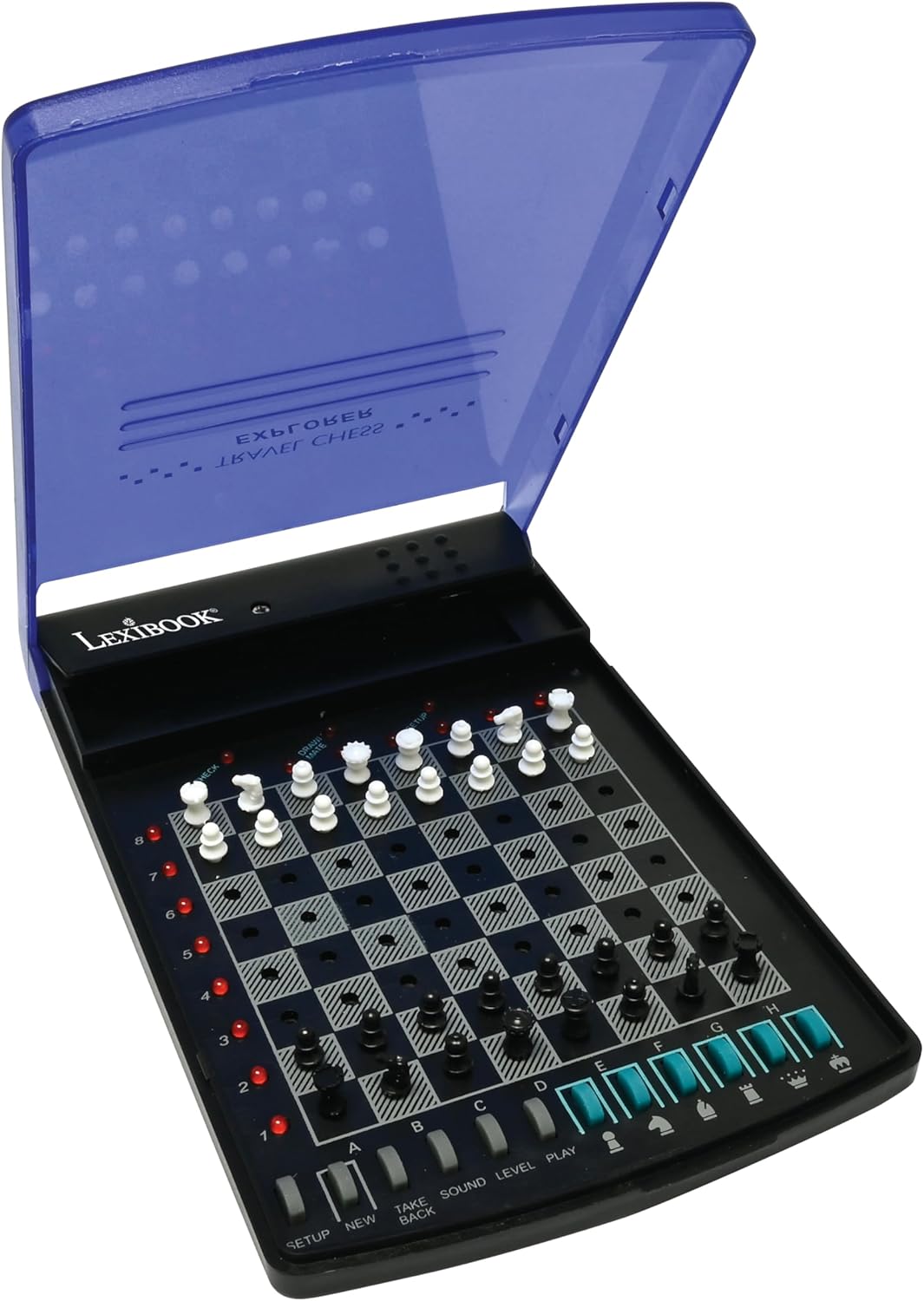 Lexibook, Electronic Travel Chess Set, 32 Pieces, 64 Difficulty Levels, 1 to 2 Players, Strategy Game, Family Board Game, LCG500