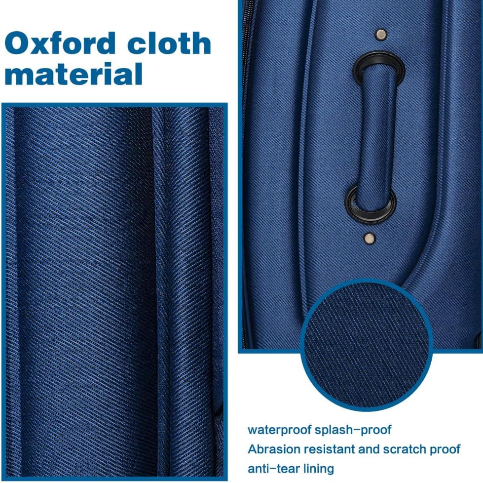 Lispin Luggage Set Softshell Expandable 4 Piece Suitcase with Wheels Softside Lightweight Travel Carry on Luggage (Navy Blue + Polyester)