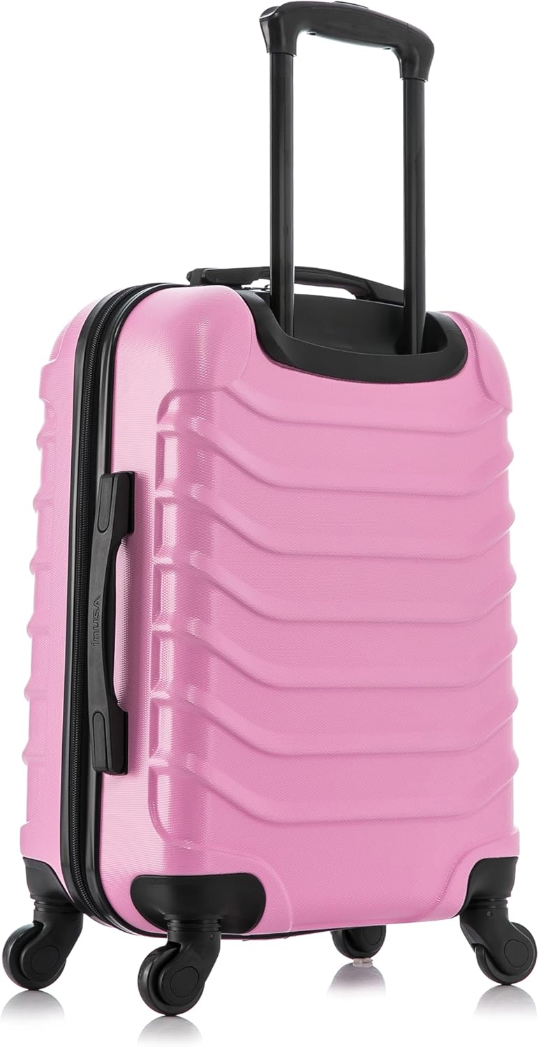 InUSA ENDURANCE Luggage with Spinner Wheels | Durable Lightweight Hardshell Suitcase, Spacious Travel Bag with Handle and Trolley | 20-Inch Carry On Small Luggage | Pink