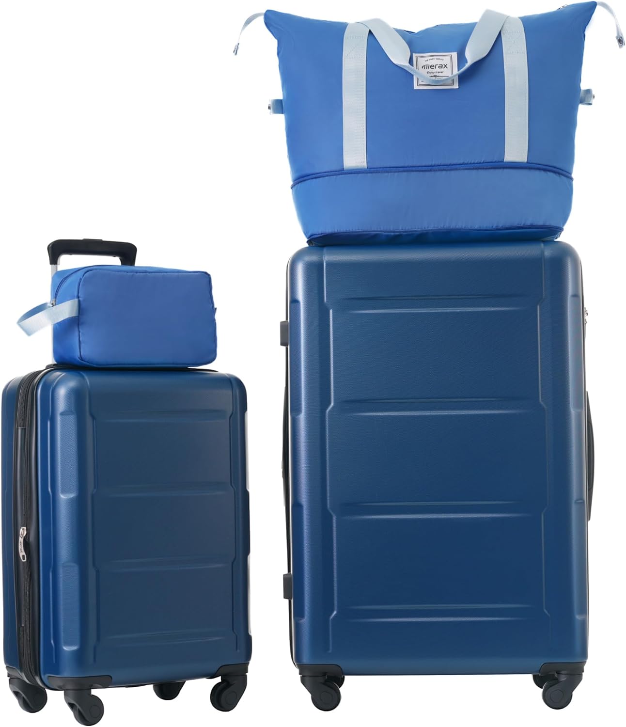 Merax Luggage Sets 2 Piece Suitcase Set, Hardshell 20 IN & 28 IN Suitcase Set with Duffel Bag, Travel Suitcases with Spinner Wheels and TSA Lock(Blue)