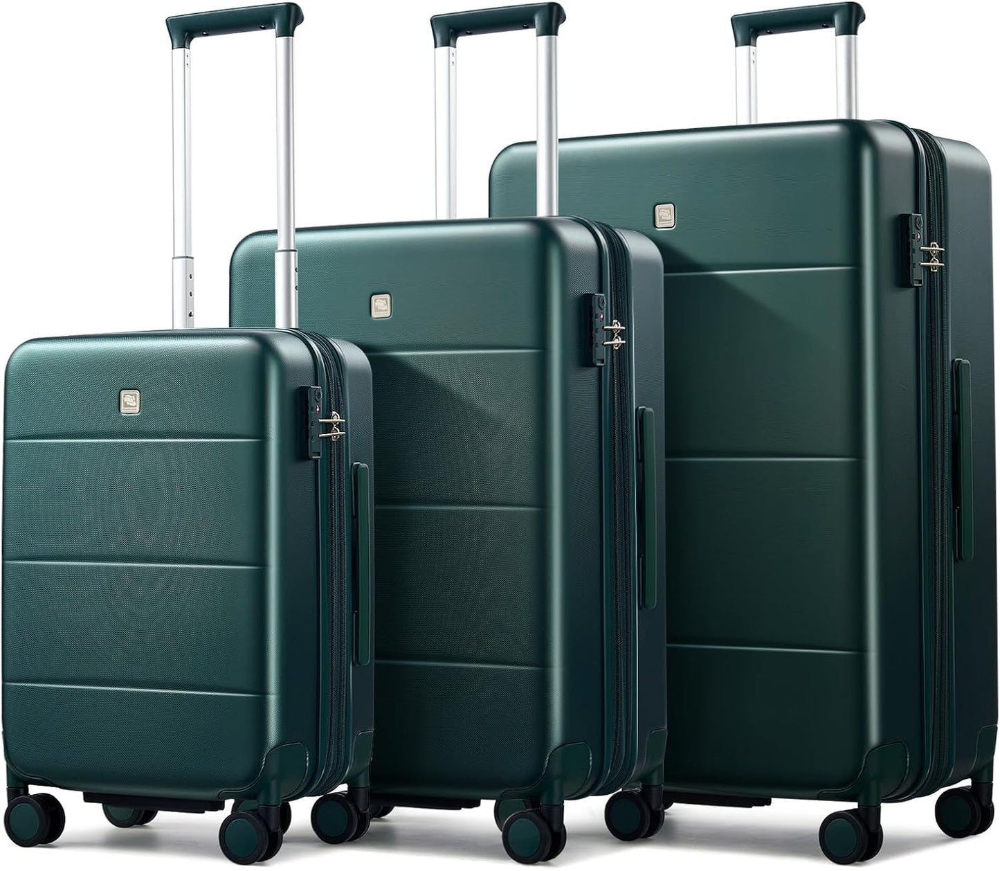 Hanke Expandable Luggage Sets 3 Piece with Spinner Wheels, 20/24/28" Hardside Carry On Luggage Large Suitcase, All-PC Hard Shell Luggage, TSA Lock, Lightweight Durable (Blackish Green)