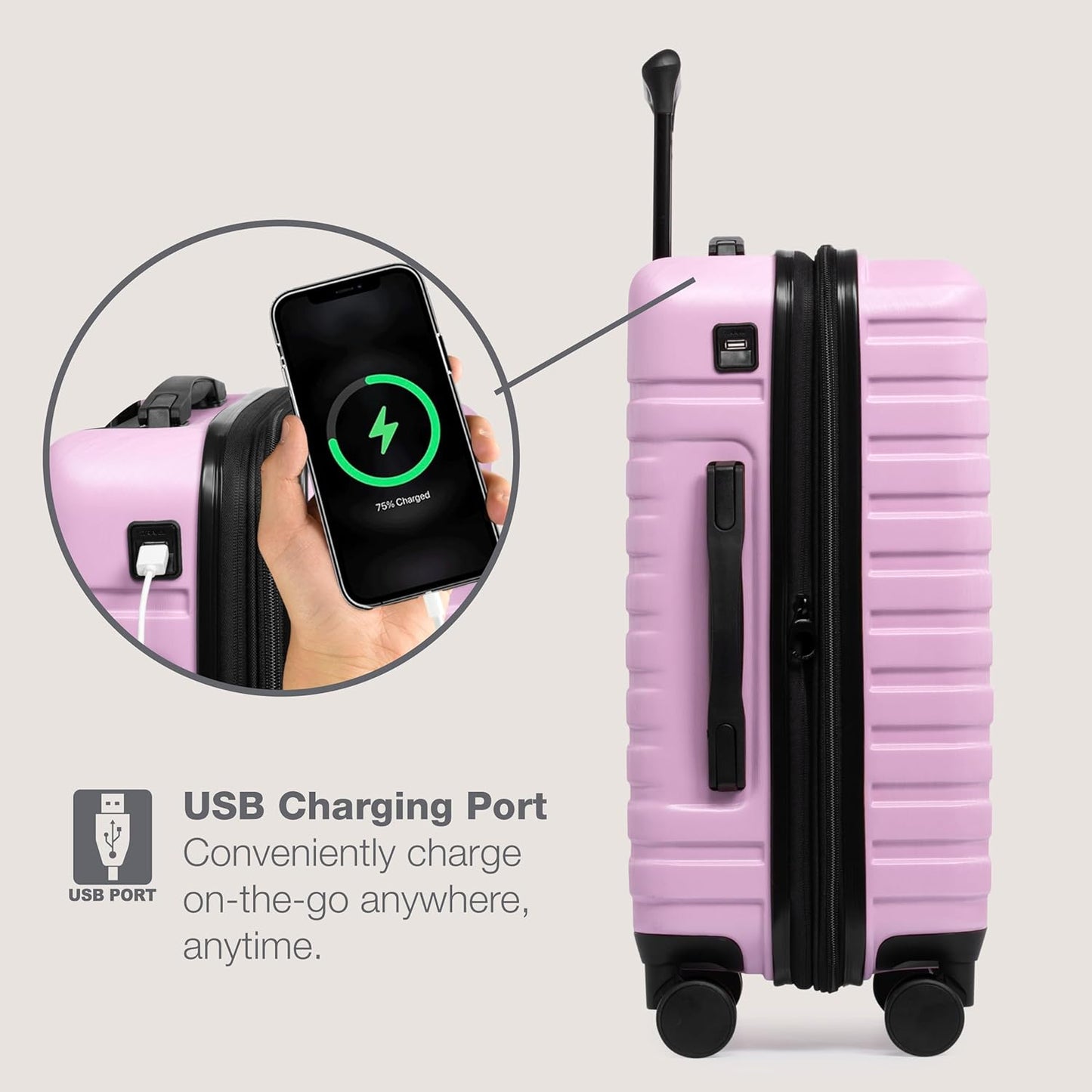 U.S. Traveler Boren Hardside Spinner Luggage With Aluminum Handle, Lavender, 2-Piece Set