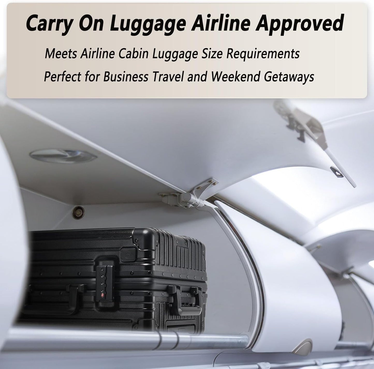 20 Inch Aluminum Frame Carry On Luggage 22x14x9 Airline Approved with Spinner Wheels,Zipperless Hard Shell Small Rolling Suitcases with TSA Approved USB Port,Cup & Phone Holder,Black