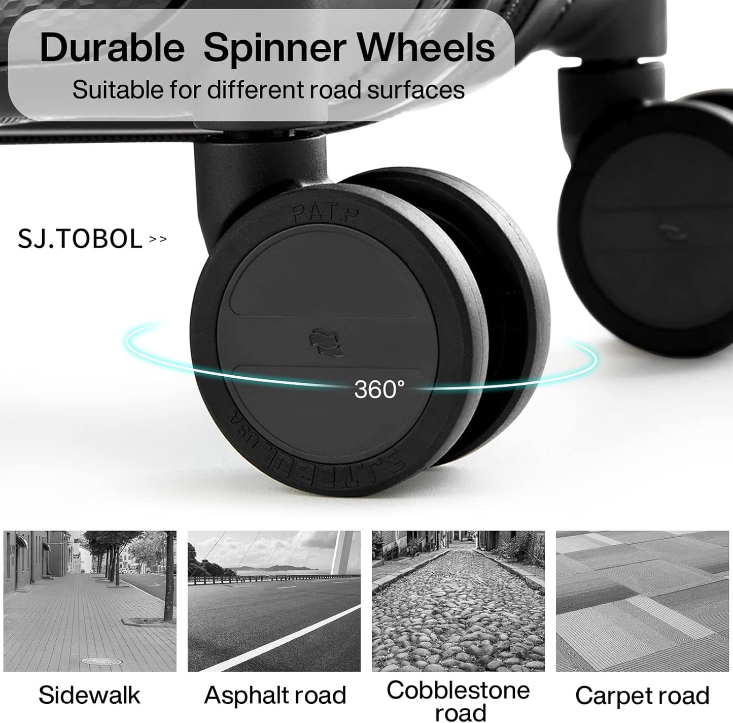 Hanke 20 Inch Carry On Luggage 22x14x9 Airline Approved Lightweight PC Hard Shell Suitcases with Wheels Travel Luggage Rolling Suitcase Travel Luggage Bag for Weekender(Jet Black)