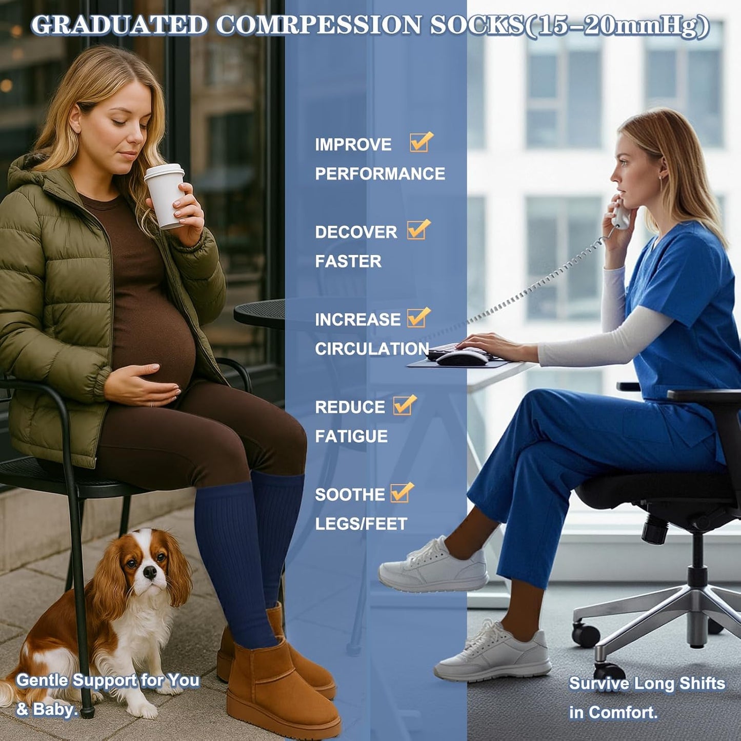 Compression Socks for Women and Men Circulation (3 Pairs) is Best Support for Running Athletic Cycling Hiking