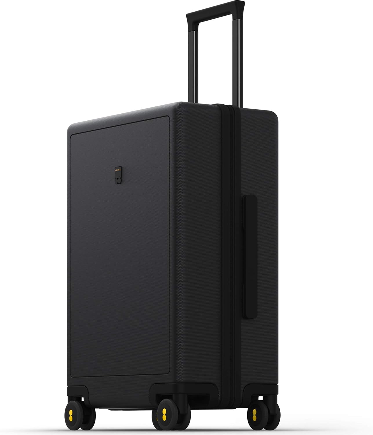 LEVEL8 Large Suitcase with Wheels, Checked Luggage, Lightweight Luminous Textured Tsa Approved Medium Hardside Large Luggages, 24 Inch, Black