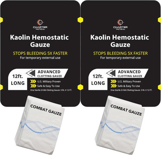 First Aid Advanced Quick Clotting Combat - Flexible Hemostatic - Stop The Bleed kit Faster Wound Packing with Quick Clotting Medical - Survival Kit Supplies - 3" x 12.5' (CT-GAUZE2)