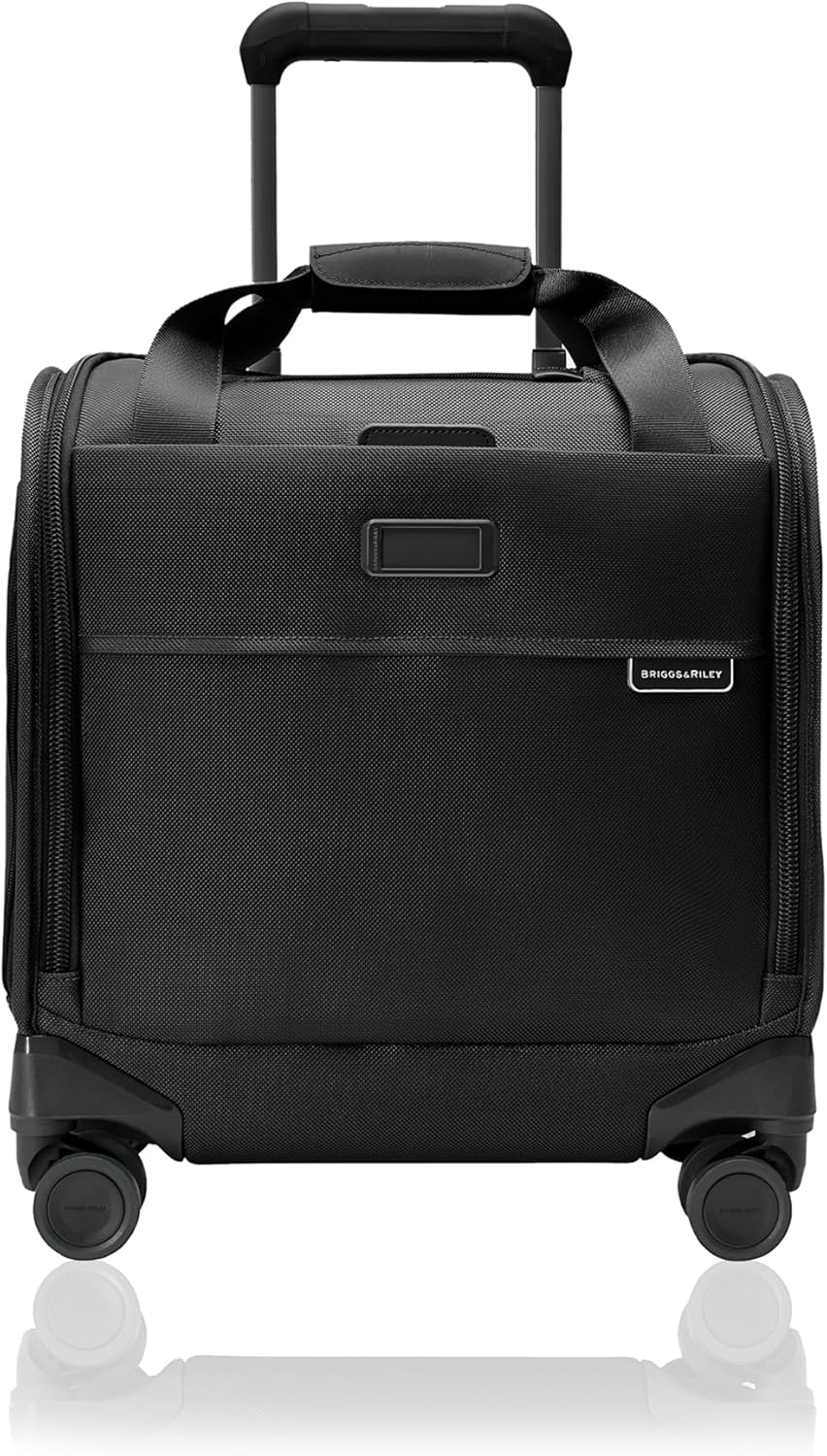 Briggs & Riley Cabin Spinner - Carry On Luggage for Travel, Suitcases with Wheels, Softside Rolling Bag for Men & Women, Fits Under Plane Seat, Interlocking Handle - Baseline Collection, Black
