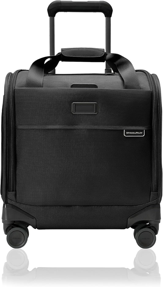 Briggs & Riley Cabin Spinner - Carry On Luggage for Travel, Suitcases with Wheels, Softside Rolling Bag for Men & Women, Fits Under Plane Seat, Interlocking Handle - Baseline Collection, Black