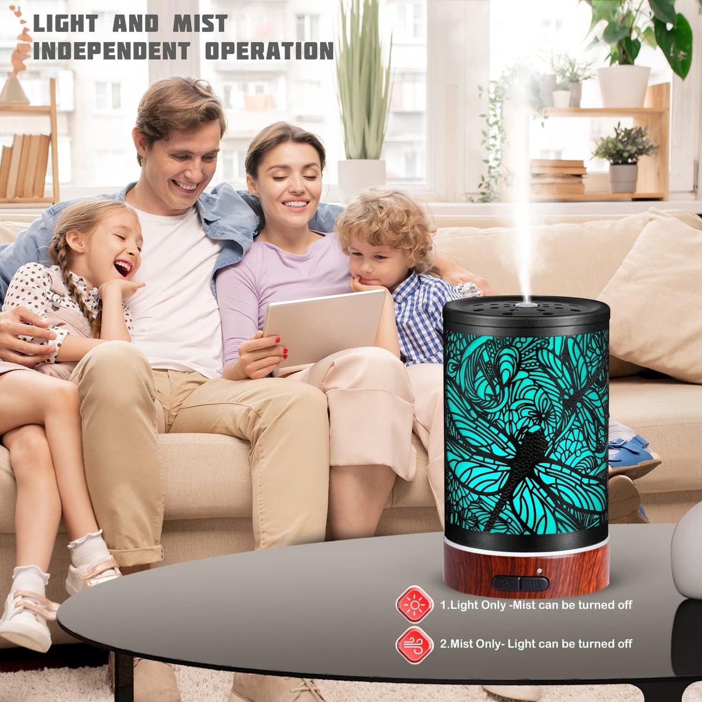 Essential Oils Diffuser,Aromatherapy Diffuser,Birthday for Women Mom Grandma,Metal Cool Mist Humidifier with 7 Colors Lights Waterless Auto Off Air Diffusers (Dragonfly)