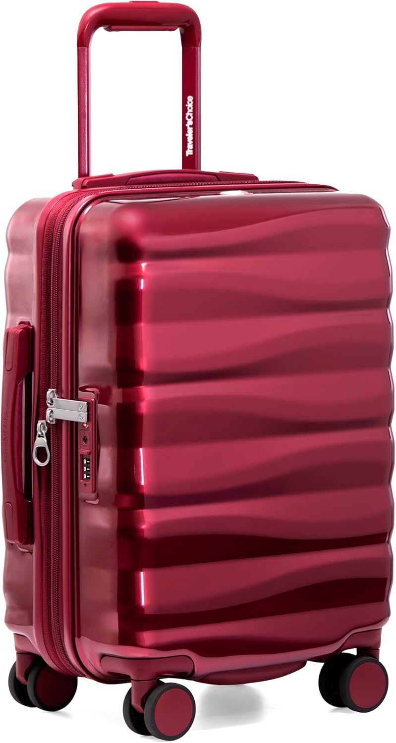Traveler's Choice Edinburgh II Hardside Spinner Luggage with TSA Lock, Red, 21" Carry-on