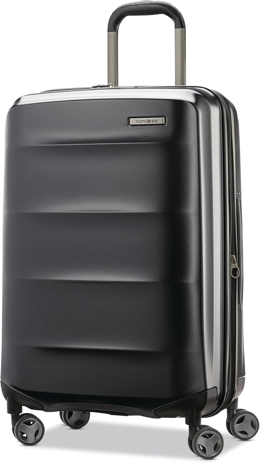 Samsonite Octiv Lightweight Hardshell 24-Inch Medium Checked Luggage -Durable Impact Resistant, 360° Aero Trac Spinner Wheels, Adjustable Telescopic Handle, Expandable, TSA Approved Lock - Black