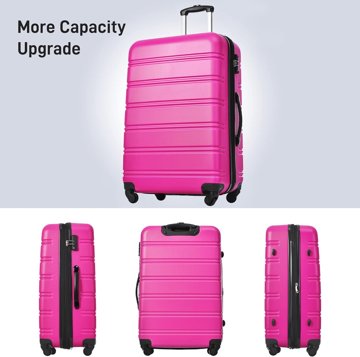 Merax Luggage Sets of 3 Piece Carry on Suitcase Airline Approved,Hard Case Expandable Spinner Wheels (Pink)