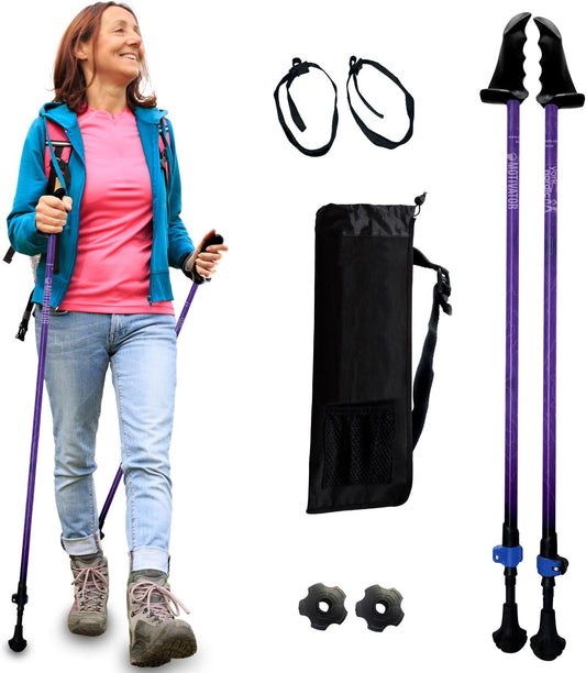 York Nordic Motivator Walking Poles for Balance and Rehab - Patented Stability Grips - Lightweight, Adjustable, and Collapsible - 2 Pieces Adjustable w/flip Locks - Heights 4'6" up to 6'2" - 230 lbs