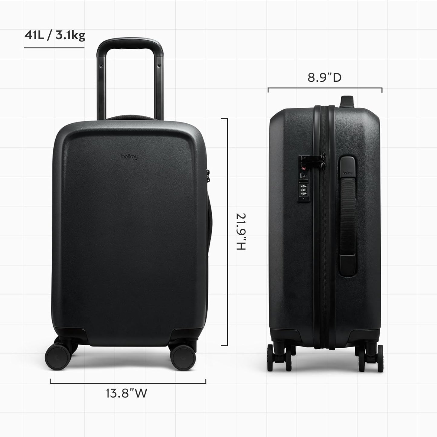 Bellroy Transit Carry-On (41L carry-on luggage, with hard shell and removable packing cells) - Black