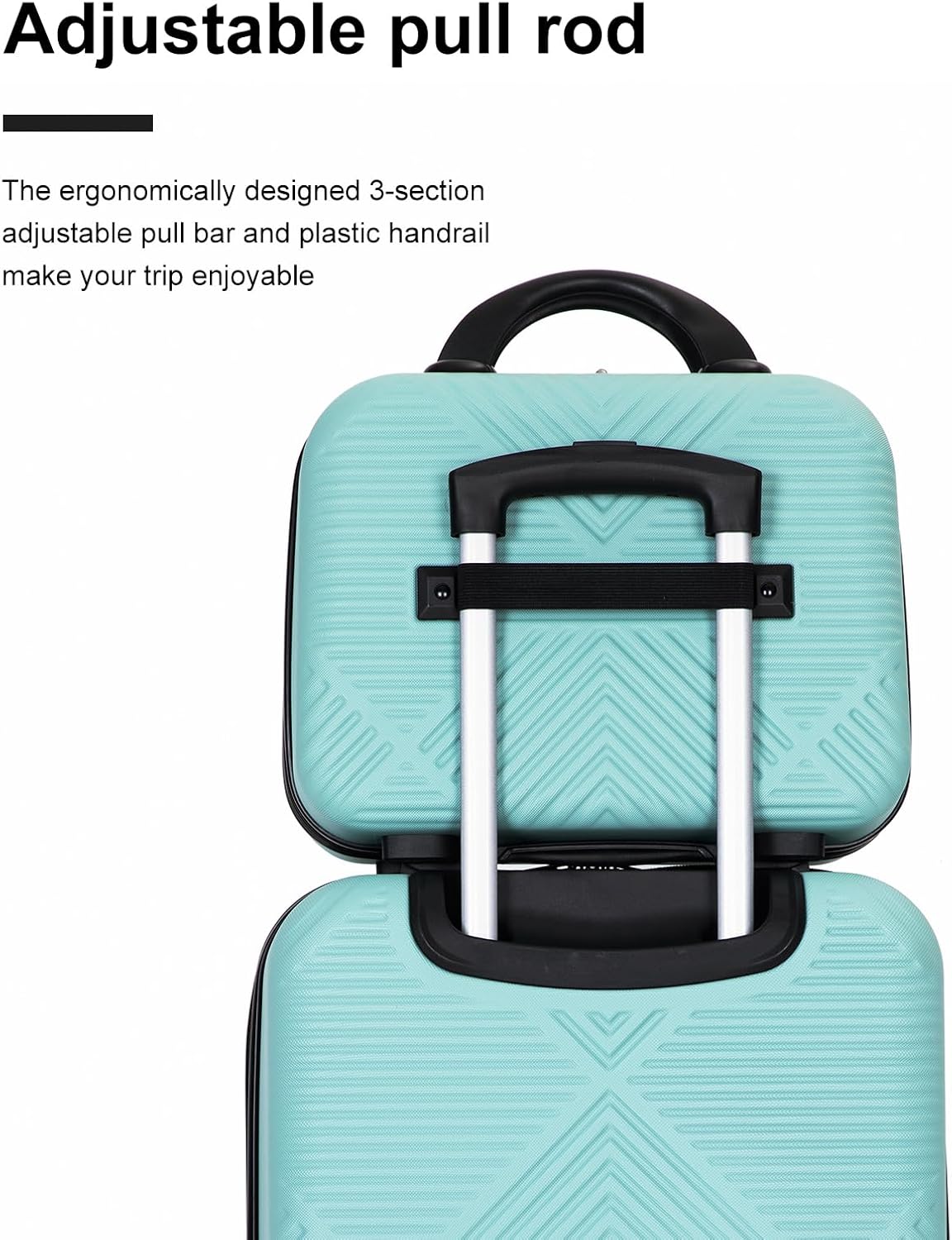 2 Piece Carry on Luggage Set, Airline Approved 20 Inch Luggage with Cosmetic Case Hard Shell Suitcase with Spinner Wheels, Aqua Blue