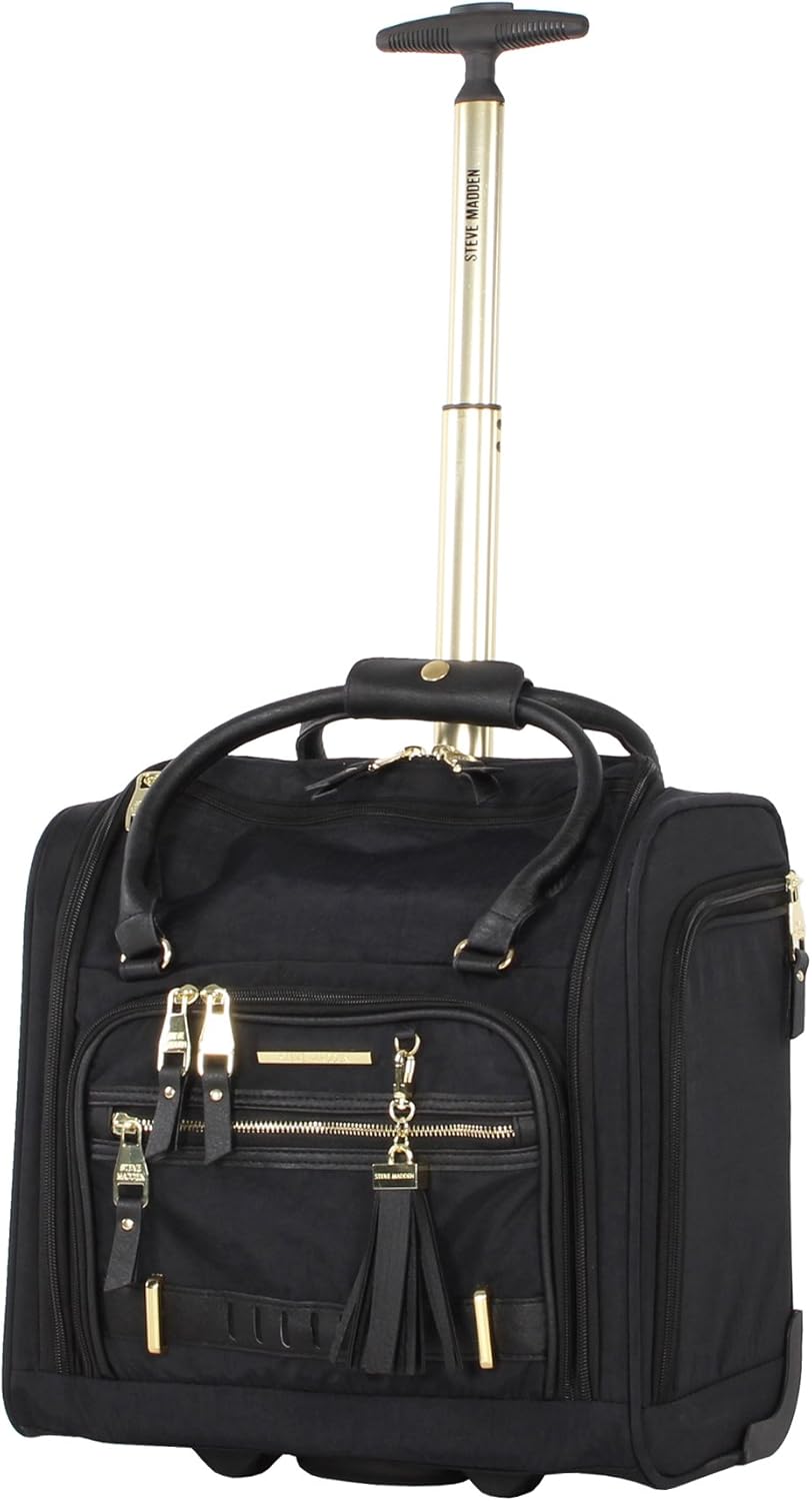 Steve Madden Designer Luggage Collection - 3 Piece Softside Expandable Lightweight Spinner Suitcase Set - Travel Set Includes an Under Seat Bag, 20-Inch Carry on and 28-Inch Checked Suitcase,