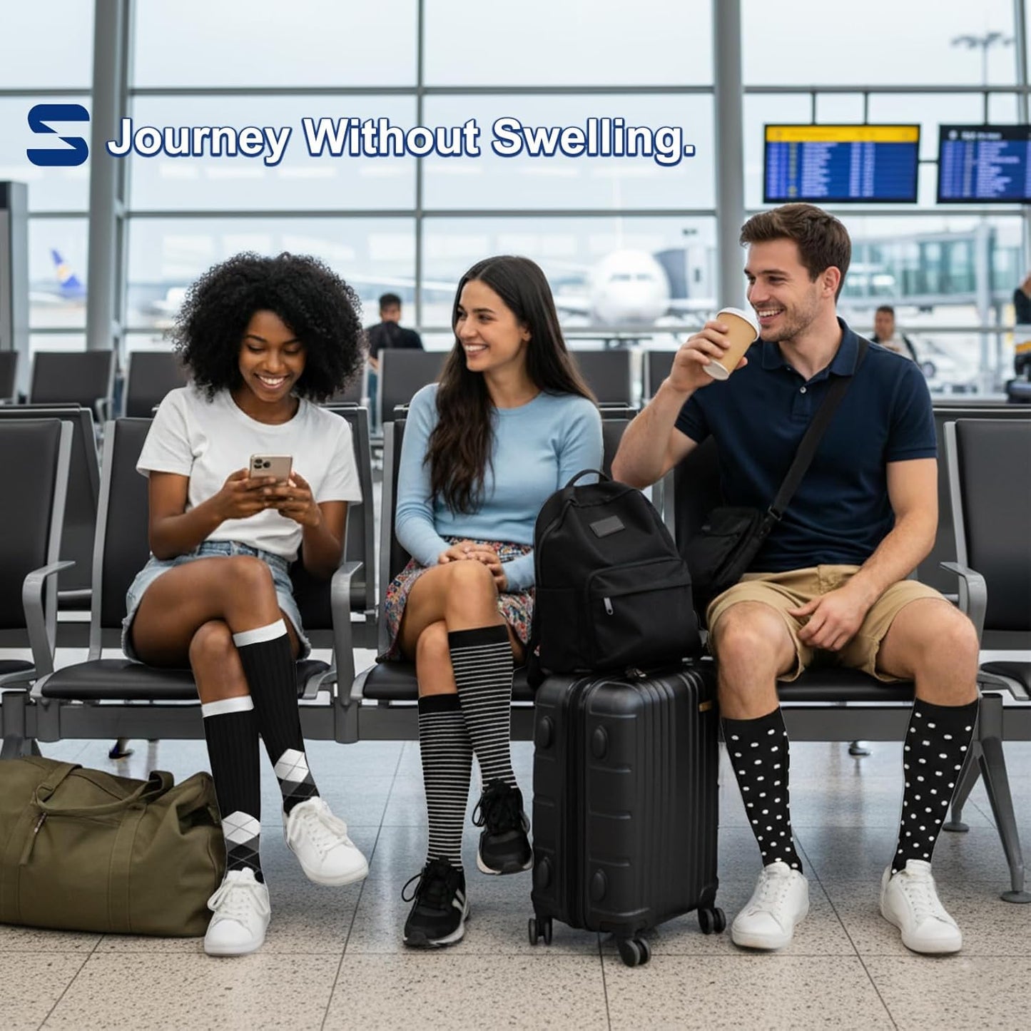 Compression Socks for Women and Men Circulation (3 Pairs) is Best Support for Running Athletic Cycling Hiking