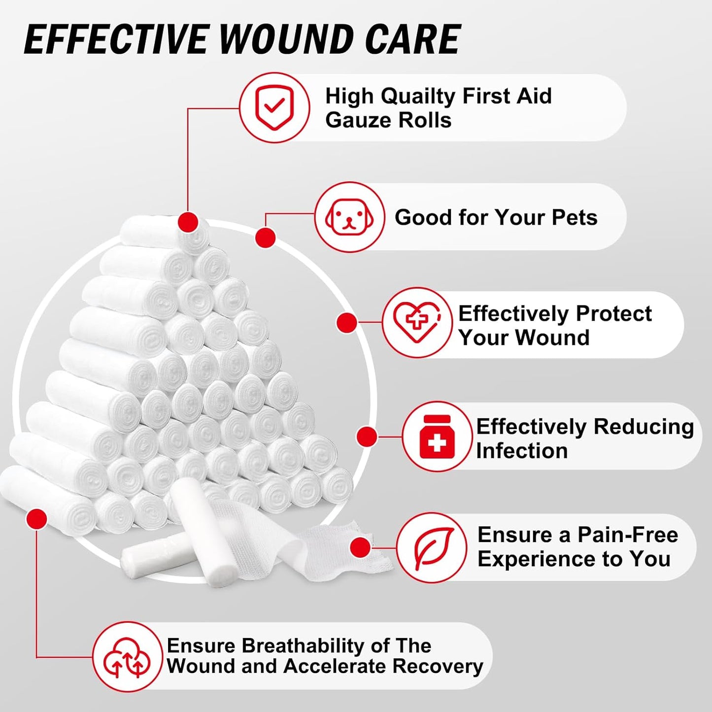 DMSKY 330 Pack Gauze Rolls, 4 in x 4.1 Yards, Individually Wrapped Breathable Rolled Gauze, Premium Bandage Wrap Rolled Gauzes, Mummy Wraps