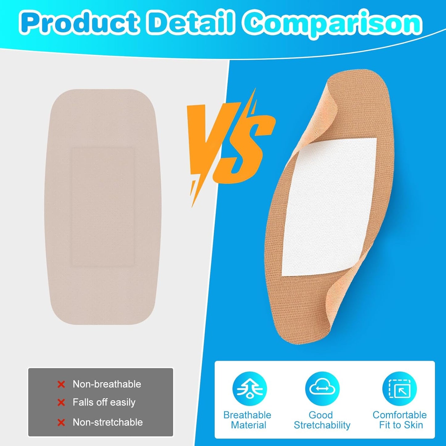 100 Pcs Flexible Fabric Adhesive Pads Bandages Variety Pack – 4 Sizes Extra Large Bandaids for First Aid and Wound Care, Minor Cuts & Scrapes Protection, Cushion Painful Wounds