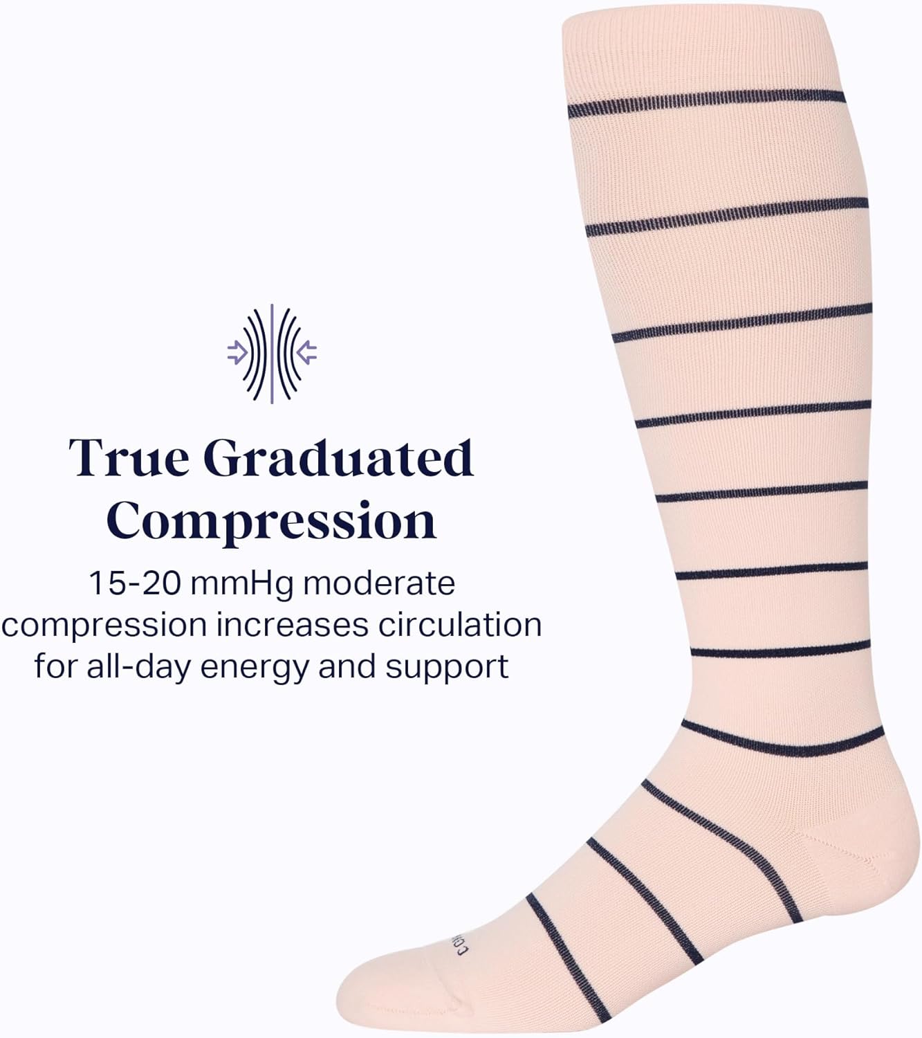Comrad Nylon Knee High Socks - 15-20mmHg Graduated Compression Socks - Soft & Breathable Support Unisex Socks