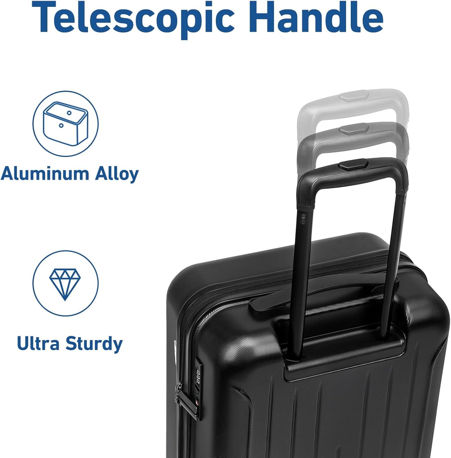 KYME Carry on luggage 22x14x9 Airline Approved Suitcase Hardshell With Double Spinner Wheels, PC+ABS TSA Lock Travel Luggage (Black, 20" Carry On)