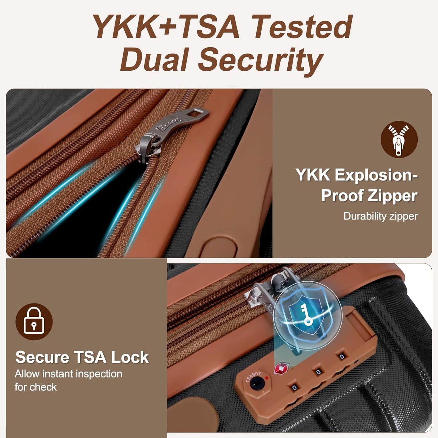 Romswi Luggage Sets 3 Piece Expandable PC+ABS Suitcases, Durable Hardshell Lightweight Suitcase Set with TSA Lock Dual Spinner Wheels, 20/24/28 Inch,Black