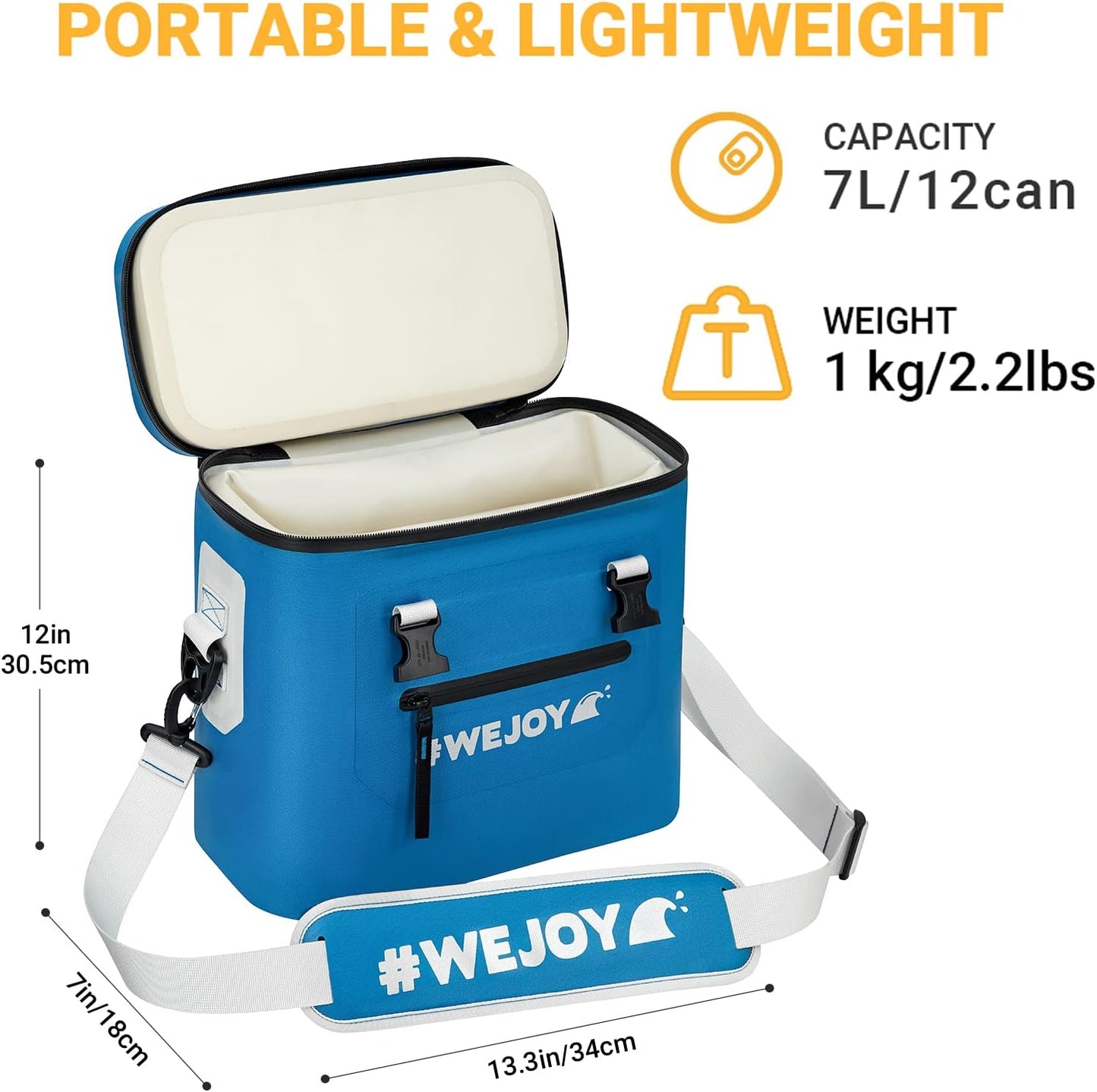 #WEJOY Insulated Camping Cooler Bag,2 Days Ice Life, Portable Waterproof Camp Coolers Lunch Bag with Leakproof Zipper for Outdoor Beach, Picnic, Hiking, Fishing, Traveling,BBQ