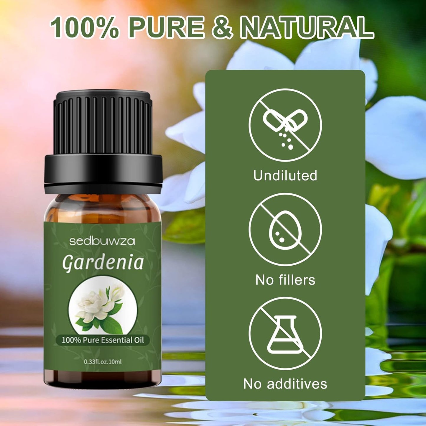 Sedbuwza Gardenia Essential Oil, Pure Organic Gardenia Fragrance Oil for Diffuser, Humidifier, Soap, Candle, Perfume