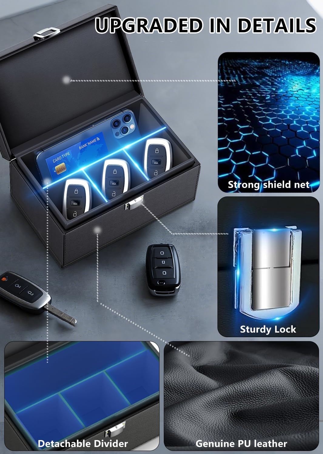 Faraday Box for car Keys,Faraday Cage for Singnal Blocking (Extra Large(6-12keys))