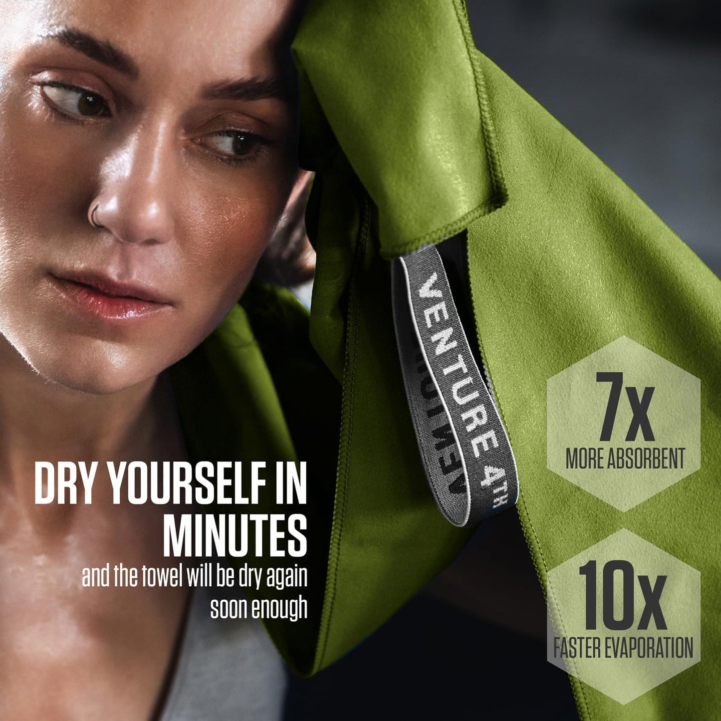 VENTURE 4TH Quick Dry Towel. Microfiber Travel Towel Ideal for Camping, Hiking, Backpacking, Gym. Lightweight & Fast Drying Travel Towels for Body. Compact & Easy to Pack - Lime Medium