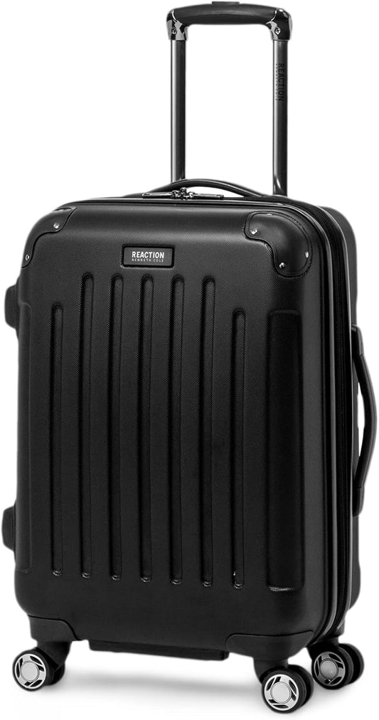 Kenneth Cole REACTION Renegade Luggage Expandable 8-Wheel Spinner Lightweight Hardside Suitcase, Black, 20-Inch Carry On
