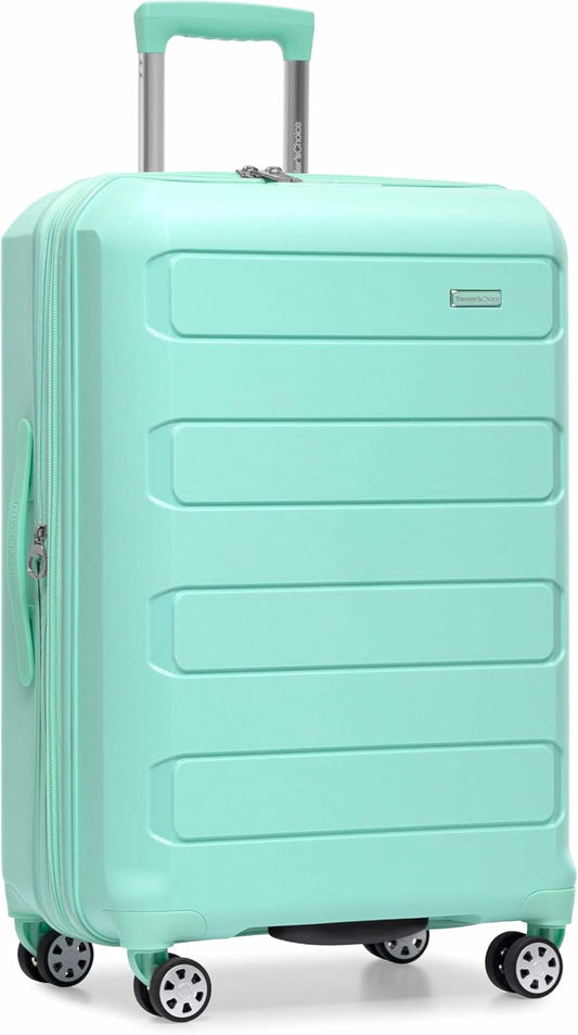 Traveler's Choice Pagosa Indestructible Hardshell Expandable Spinner Luggage, Mint, 26-Inch Medium