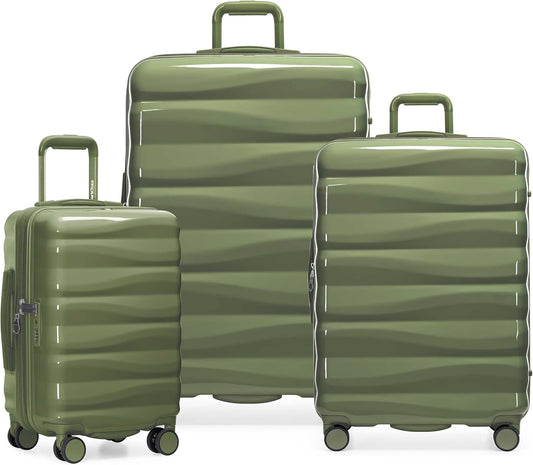 Traveler's Choice Edinburgh II Hardside Spinner Luggage with TSA Lock, Green, 3 Piece (21/25/29)